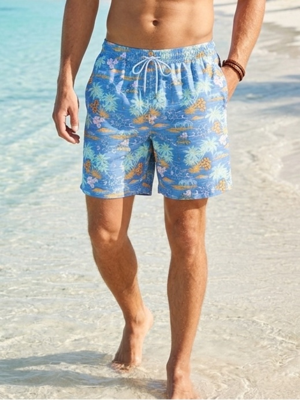 Peter Millar Swim Trunks Seaside Hawaiian Sunset Blue
